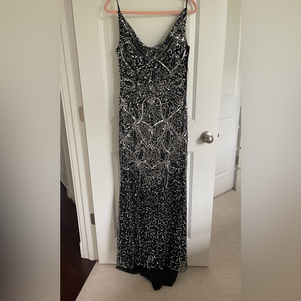 Elegant Black and Silver Sequin Evening Gown NWT size 10 Christmas/New Year's